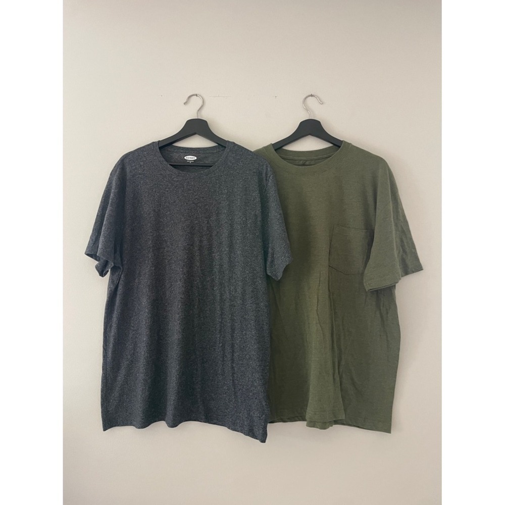Old Navy & Sun River Mens XL T-Shirt Bundle Charcoal Olive Green Crew Neck 2pk